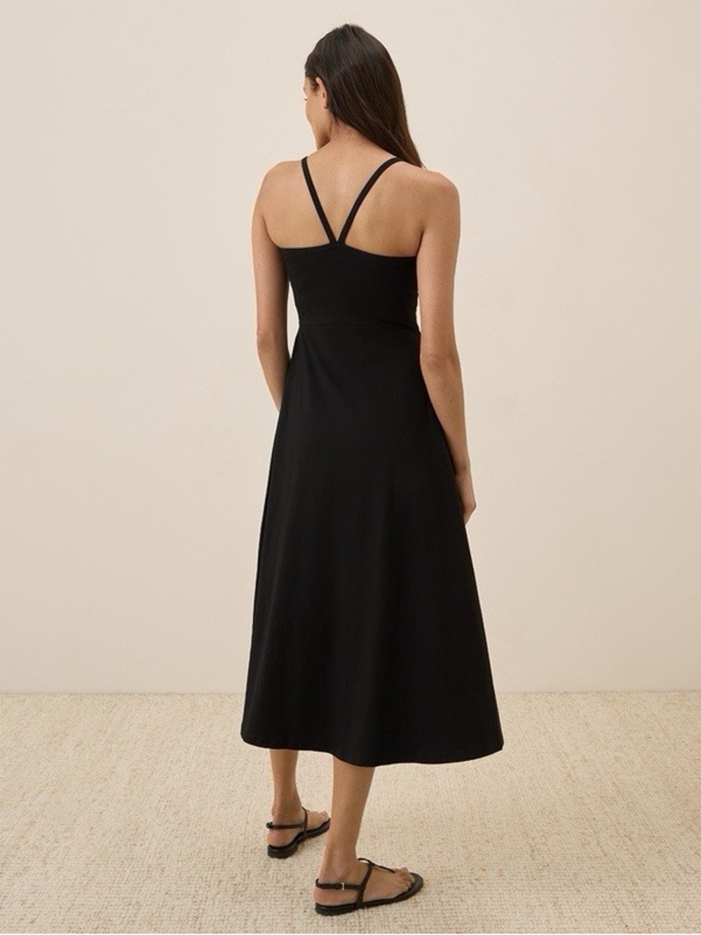 Pact midnight  Navy fit and flare Midi Dress NWT - Picture 2 of 4